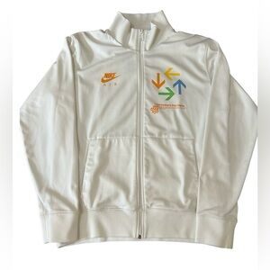 Vintage Nike Air Max 360 Mens White Zip Up Track Jacket Multi Color Logo Size L